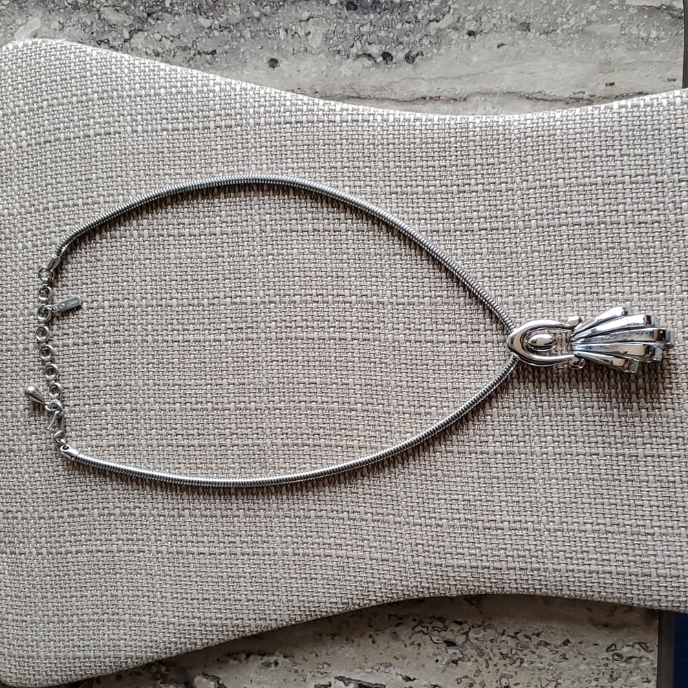 Vintage Monet Silver Tone Statement Pendant Necklace - Picture 2 of 4